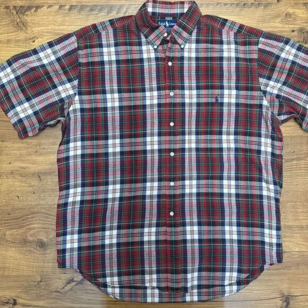 Polo Ralph Lauren Men Large Blaire Plaid Button Down Preppy Equestrian Old Money